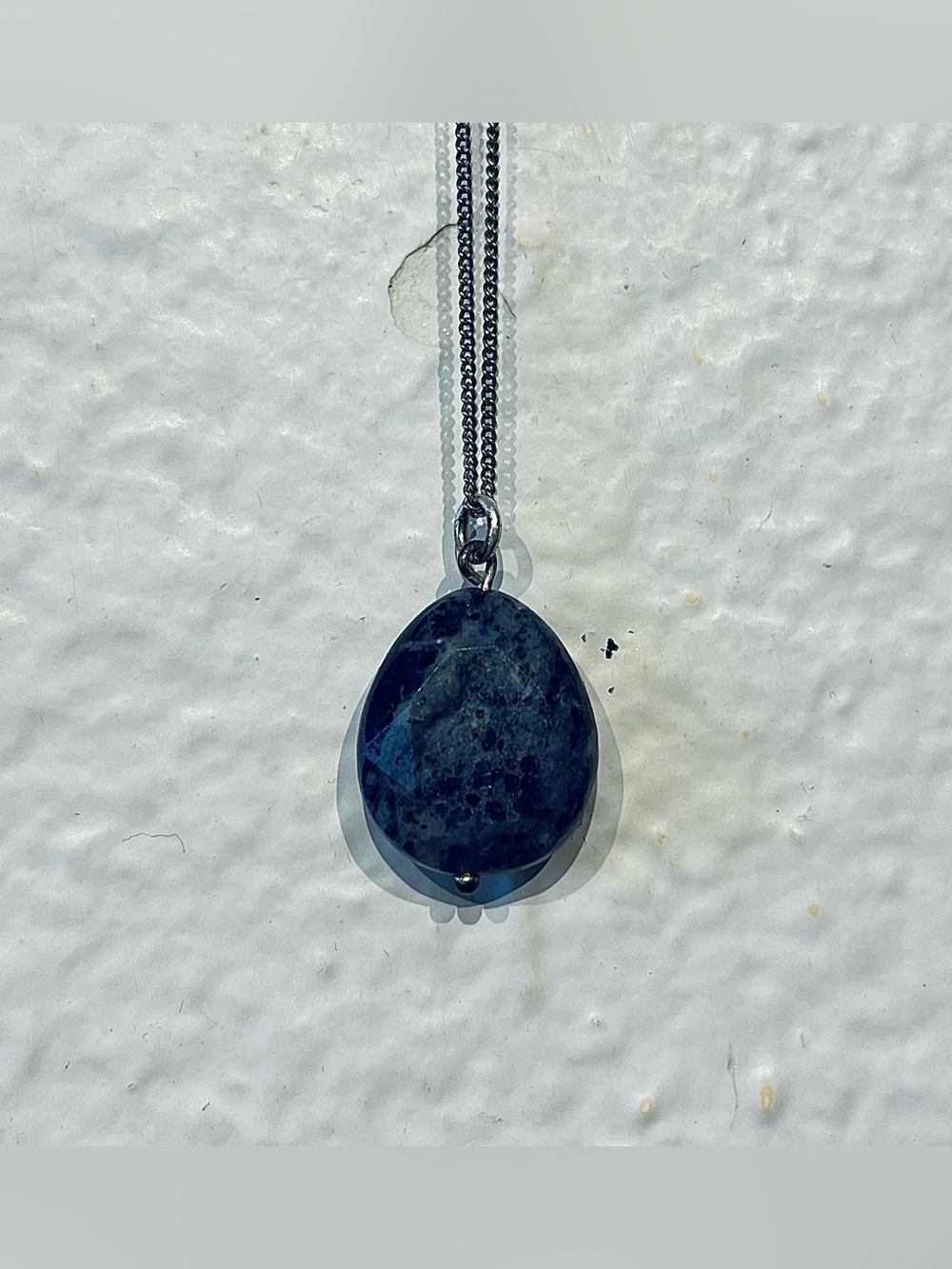 Vintage Blue Teardrop Stone Pendant Necklace